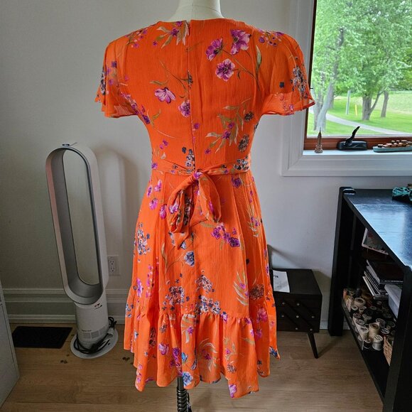 Calvin Klein Orange Summer Floral Dress - Picture 2 of 5
